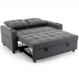 Furniture Online Hudson 2 Seater Grey Linen Sofa Bed Cupholder - Wilko - thumbnail 5