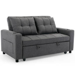 Furniture Online Hudson 2 Seater Grey Linen Sofa Bed Cupholder - Wilko - thumbnail 3