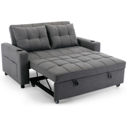 Furniture Online Hudson 2 Seater Grey Linen Sofa Bed Cupholder - Wilko - thumbnail 4