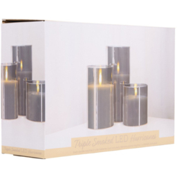 Set of 3 Smoked LED Hurricane Candles - Smoked - Wilko - thumbnail 5