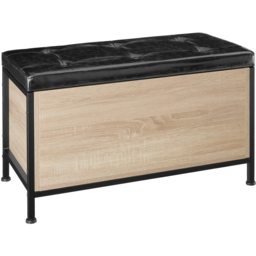 tectake Calico Light Wood Oak Sonoma Padded Storage Bench - Size: 50.5 x 41.5 x 81.5cm - Brown - Wilko - thumbnail 3