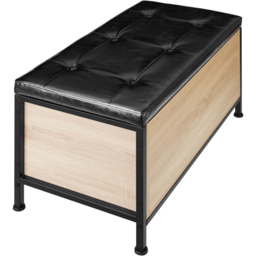 tectake Calico Light Wood Oak Sonoma Padded Storage Bench - Size: 50.5 x 41.5 x 81.5cm - Brown - Wilko - thumbnail 5