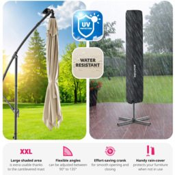 tectake Sunna Beige Solar LED Lighting Parasol 2.5 x 2.5m - Size: 3m - Cream - Wilko - thumbnail 6