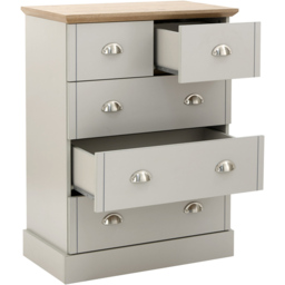 GFW Kendal 5 Drawer Grey Chest of Drawers - Wilko - thumbnail 4