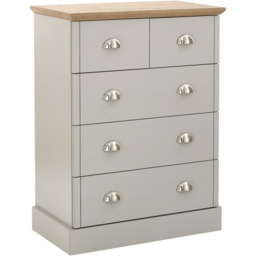 GFW Kendal 5 Drawer Grey Chest of Drawers - Wilko - thumbnail 3