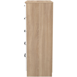 Crowndale Devon 5 Drawer Matt White and Bardolino Oak Chest of Drawers Ready Assembled - White Matt & Bardolino Oak - Wilko - thumbnail 4