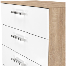 Crowndale Devon 5 Drawer Matt White and Bardolino Oak Chest of Drawers Ready Assembled - White Matt & Bardolino Oak - Wilko - thumbnail 6