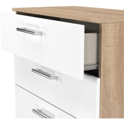 Crowndale Devon 5 Drawer Matt White and Bardolino Oak Chest of Drawers Ready Assembled - White Matt & Bardolino Oak - Wilko - thumbnail 7