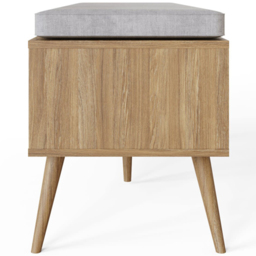 GFW Noor 2 Drawer Oak Rattan Shoe Cabinet with Cushioned Seat - Size: 49.5 x 100 x 38cm - Wilko - thumbnail 6