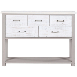 Baumhaus Greystone 5 Drawer Single Shelf White Console Table - Wilko - thumbnail 4