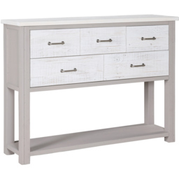 Baumhaus Greystone 5 Drawer Single Shelf White Console Table - Wilko - thumbnail 3