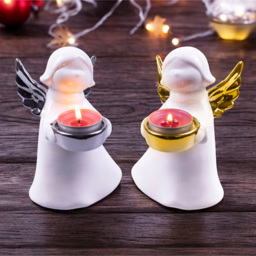 St Helens Gold Wings Ceramic Angel Tealight Holder - Size: 160 x 110 x 120cm - Wilko - thumbnail 4