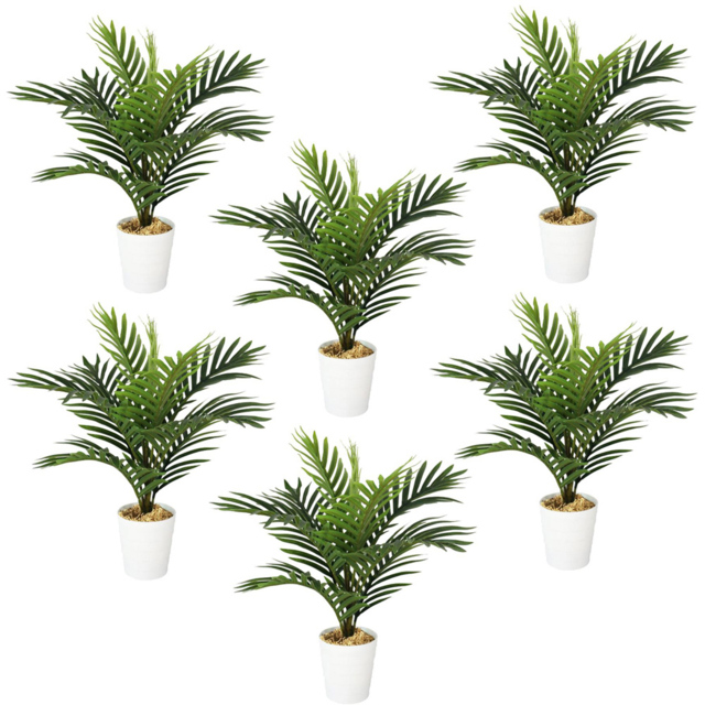 Leaf Mini Palm Artificial Tree in Pot 50cm 6 Pack - Size: 50 x 35 x 35cm - Green - Wilko - image 1