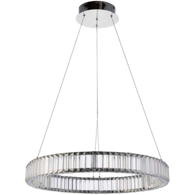 Merano Foggia Chrome Plate Crystal Pendant Ceiling Lamp - Size: 61 x 61 x 160cm - Silver - Wilko - image 1