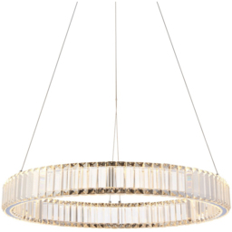 Merano Foggia Chrome Plate Crystal Pendant Ceiling Lamp - Size: 61 x 61 x 160cm - Silver - Wilko - thumbnail 4