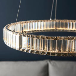 Merano Foggia Chrome Plate Crystal Pendant Ceiling Lamp - Size: 61 x 61 x 160cm - Silver - Wilko - thumbnail 5