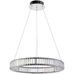 Merano Foggia Chrome Plate Crystal Pendant Ceiling Lamp - Size: 61 x 61 x 160cm - Silver - Wilko - thumbnail 1