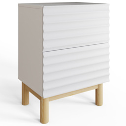 GFW Karla 2 Drawer White Ribbed Bedside Table 2 Pack - Wilko - thumbnail 4