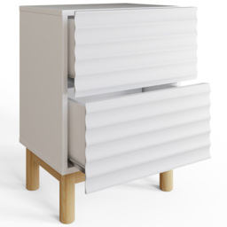 GFW Karla 2 Drawer White Ribbed Bedside Table 2 Pack - Wilko - thumbnail 6