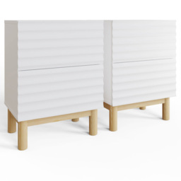 GFW Karla 2 Drawer White Ribbed Bedside Table 2 Pack - Wilko - thumbnail 3
