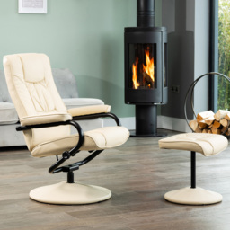 Artemis Home Gibson Cream Swivel Recliner Chair with Footstool - Size: Single - Beige - Wilko