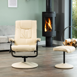 Artemis Home Gibson Cream Swivel Recliner Chair with Footstool - Size: Single - Beige - Wilko - thumbnail 4