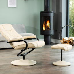Artemis Home Gibson Cream Swivel Recliner Chair with Footstool - Size: Single - Beige - Wilko - thumbnail 3