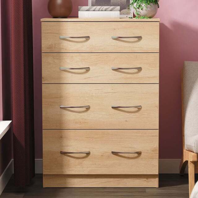 Crowndale Avon 4 Drawer Nebraska Oak Deep Chest of Drawers Ready Assembled - Wilko - image 1