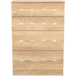 Crowndale Avon 4 Drawer Nebraska Oak Deep Chest of Drawers Ready Assembled - Wilko - thumbnail 3