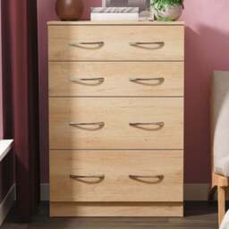 Crowndale Avon 4 Drawer Nebraska Oak Deep Chest of Drawers Ready Assembled - Wilko - thumbnail 1