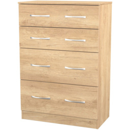 Crowndale Avon 4 Drawer Nebraska Oak Deep Chest of Drawers Ready Assembled - Wilko - thumbnail 5