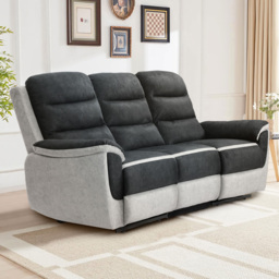 Comfy Living 3 Seater Two Tone Contrast Fabric Manual Recliner Sofa - Multi - Wilko - thumbnail 1