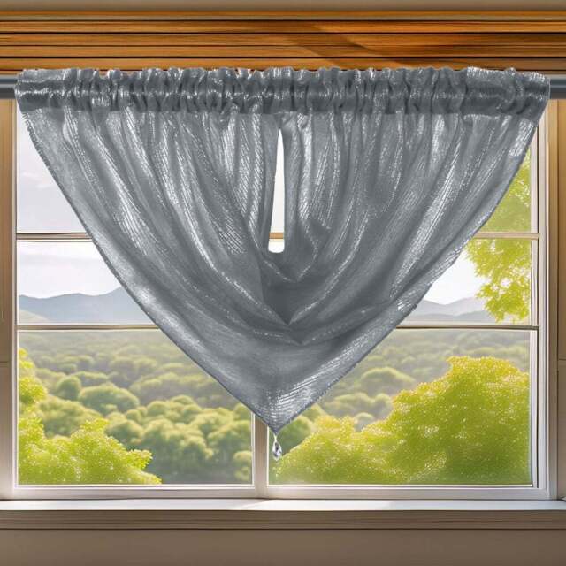 Velosso Alessandria Charcoal Slot Top Swag Voile Panel Curtain 112 x 99cm - Grey - Wilko - image 1