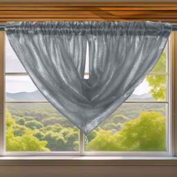 Velosso Alessandria Charcoal Slot Top Swag Voile Panel Curtain 112 x 99cm - Grey - Wilko