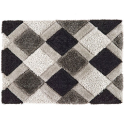 Origins Grey 3D Geo Shaggy Carved Rug 60 x 110cm - Origins Rugs - Wilko - thumbnail 1