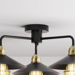 Dylan 3 Arm Ceiling Fitting Black - Wilko - thumbnail 6
