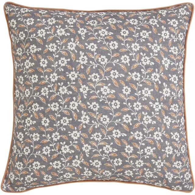 Helena Springfield Graphite and Copper Folk Ditsy Cushion 45 x 45cm - Graphite / Copper - Wilko - image 1