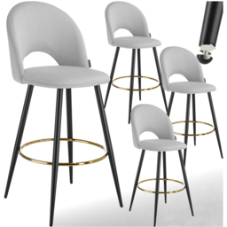 tectake Rachel Light Grey and Black Bar Stool Set of 4 - Wilko - thumbnail 3