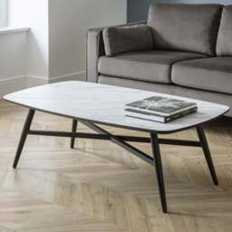 Julian Bowen Caruso Marble Effect Coffee Table - Size: 70 x 130 x 44cm - White - Wilko