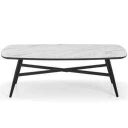 Julian Bowen Caruso Marble Effect Coffee Table - Size: 70 x 130 x 44cm - White - Wilko - thumbnail 4