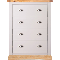 Cabinet Bits Bomporto 4 Drawer Light Grey Chrome Cup Handle Chest of Drawers - Wilko - thumbnail 3