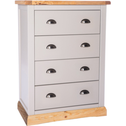 Cabinet Bits Bomporto 4 Drawer Light Grey Chrome Cup Handle Chest of Drawers - Wilko - thumbnail 4
