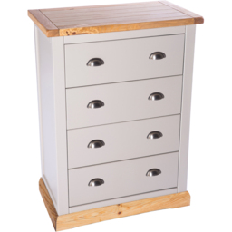 Cabinet Bits Bomporto 4 Drawer Light Grey Chrome Cup Handle Chest of Drawers - Wilko - thumbnail 5
