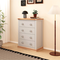 Cabinet Bits Bomporto 4 Drawer Light Grey Chrome Cup Handle Chest of Drawers - Wilko - thumbnail 6