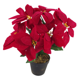 Leaf Christmas Red Poinsettia Artificial Houseplant Pot 40cm - Size: 40 x 35 x 35cm - Wilko