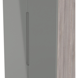 Crowndale Milan 2 Door 2 Drawer Grey Gloss and Grey Oak Tall Wardrobe Ready Assembled - Grey Gloss & Grey Oak - Wilko - thumbnail 6