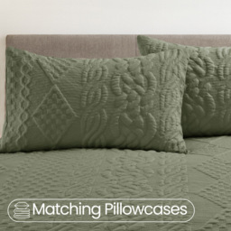 Velosso King Size Fern Green Quilted Knit Duvet Set - Wilko - thumbnail 4