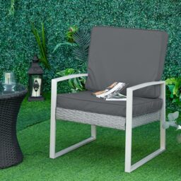 Outsunny Dark Grey Seat and Back Cushion Set - Size: 2 Piece - Wilko - thumbnail 3