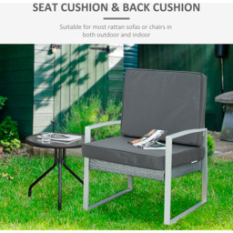 Outsunny Dark Grey Seat and Back Cushion Set - Size: 2 Piece - Wilko - thumbnail 5
