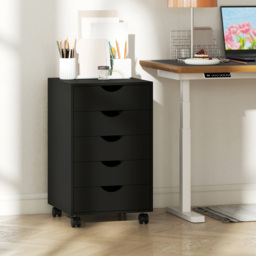 HOMCOM 5 Drawer Black Mobile Vertical Filing Cabinet - Size: 67 x 40 x 40cm - Wilko - thumbnail 5